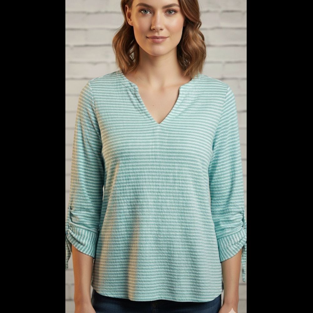 Michael Kors crinkle pop over blouse L